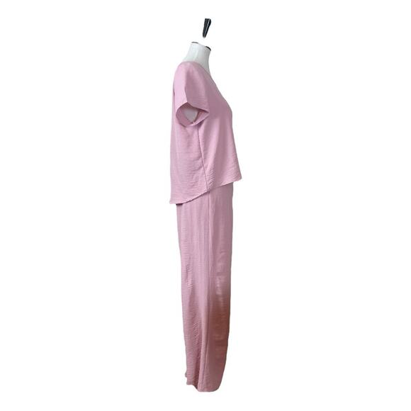 Saints New 2 Piece Set Wide Leg Pant Short Sleeve Top Blush Pink Women’s Size XL - Picture 3 of 15